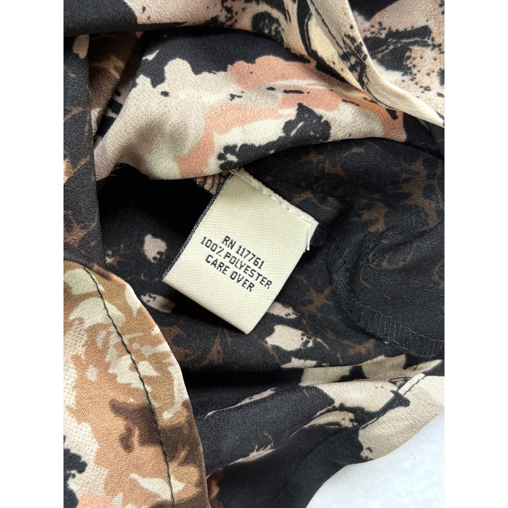 NWT MPH Collection Black Floral Zip Neck Roll Sleeve Tunic Blouse Plus Size 1X - Picture 4 of 6